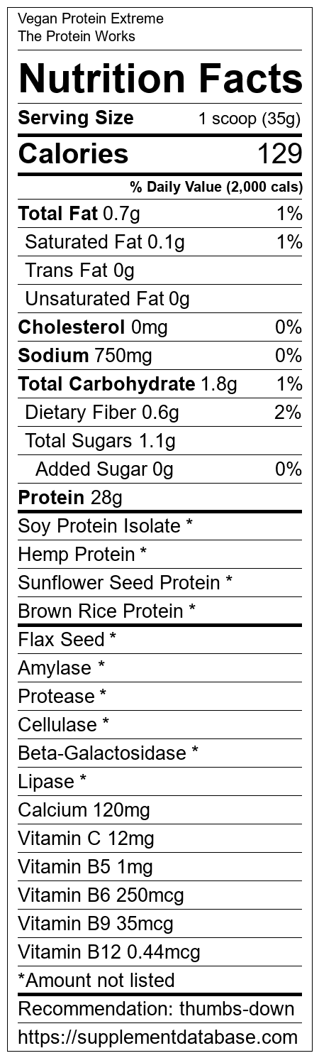 Vegan Protein Extreme by The Protein Works Product Label